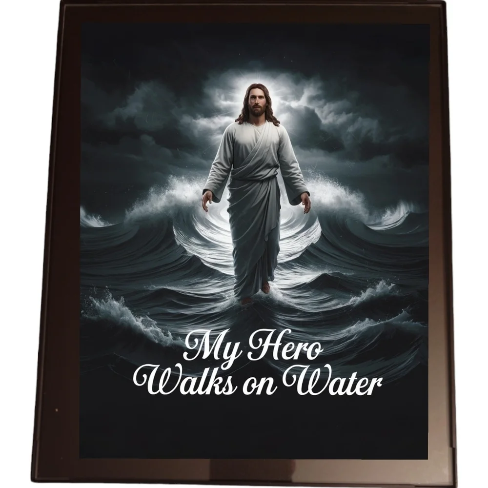 Jesus Walks On Water In A Glass Front Frame 8x10 Picture AI wall art